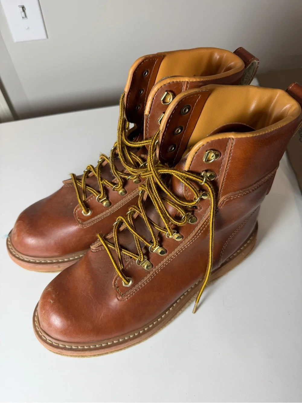 Cabela's Size 12 Felt Bottom Brown Leather Lace-Up Men's Moto Combat Boots